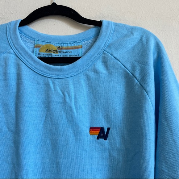 Aviator Nation Rainbow Rib Crew Sweatshirt Sky - Picture 4 of 5